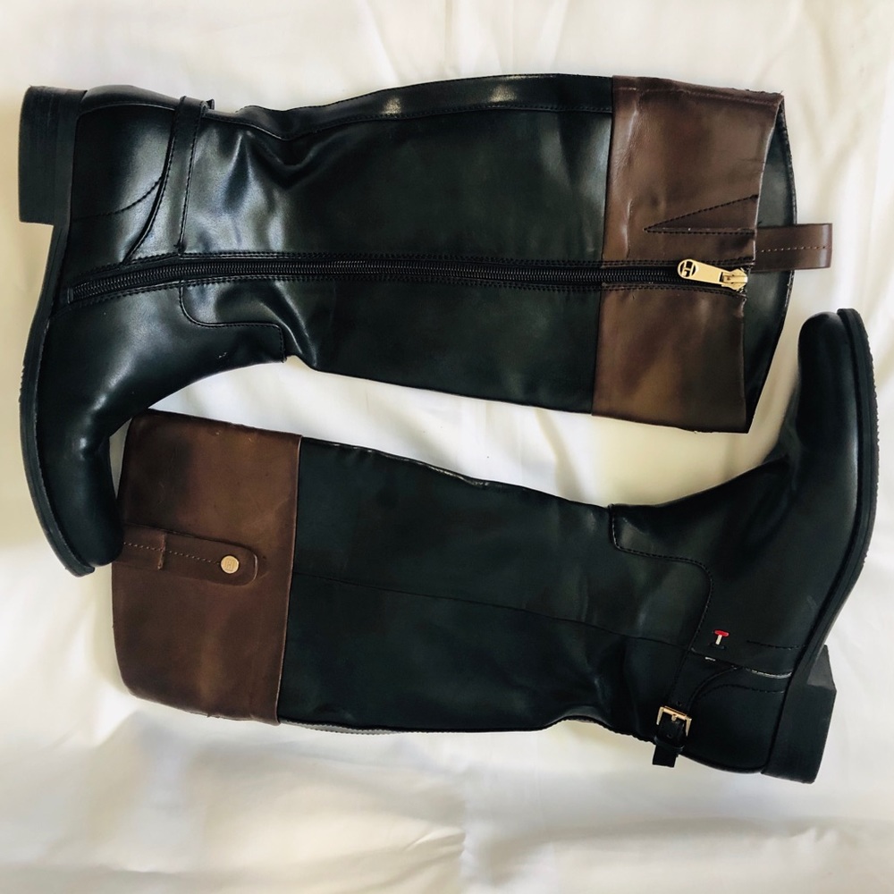 Tommy Hilfiger Black and Tan leather boots